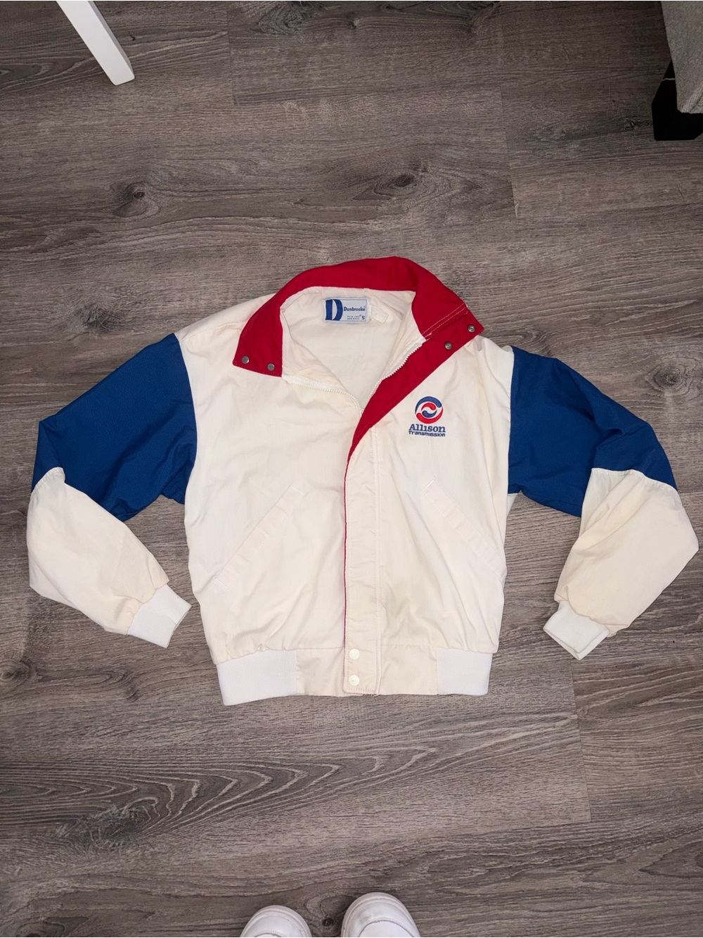 Vintage Allison Transmission Men's White & Red Dunbrooke Jacket